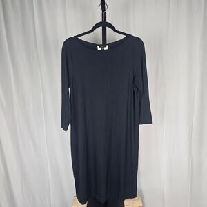 NWT J. Jill Wearever Black Cream Dress Medium 3/4 Sleeve Back Contrast Panel